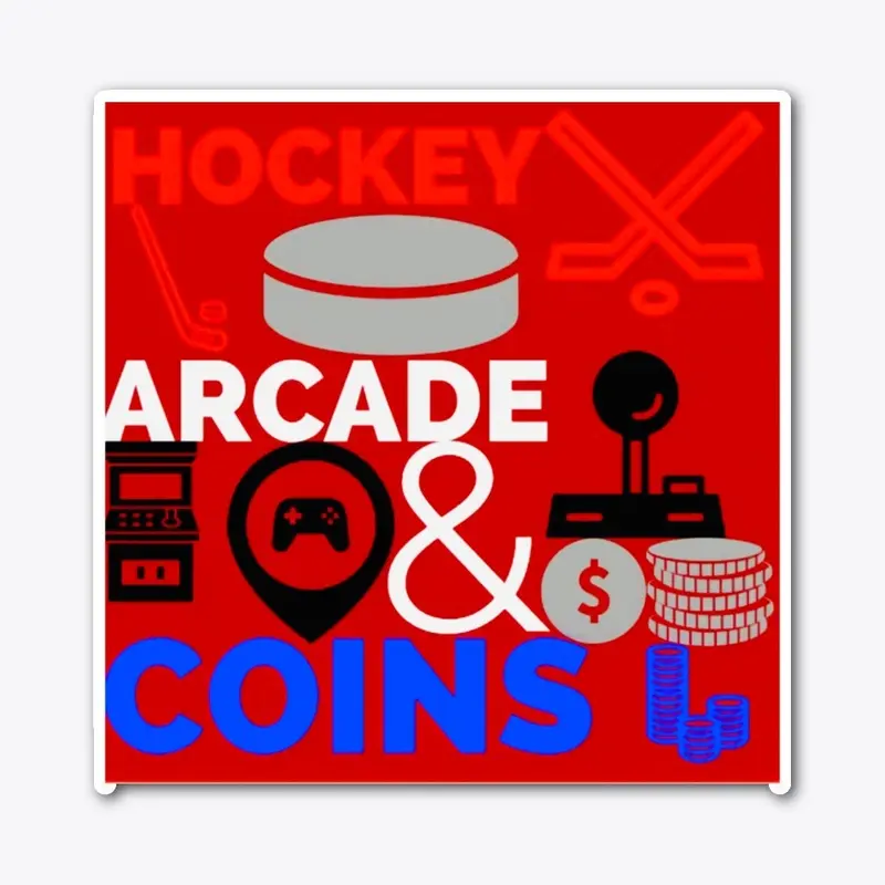 Hockey Arcade and Coins Die Cut Sticker